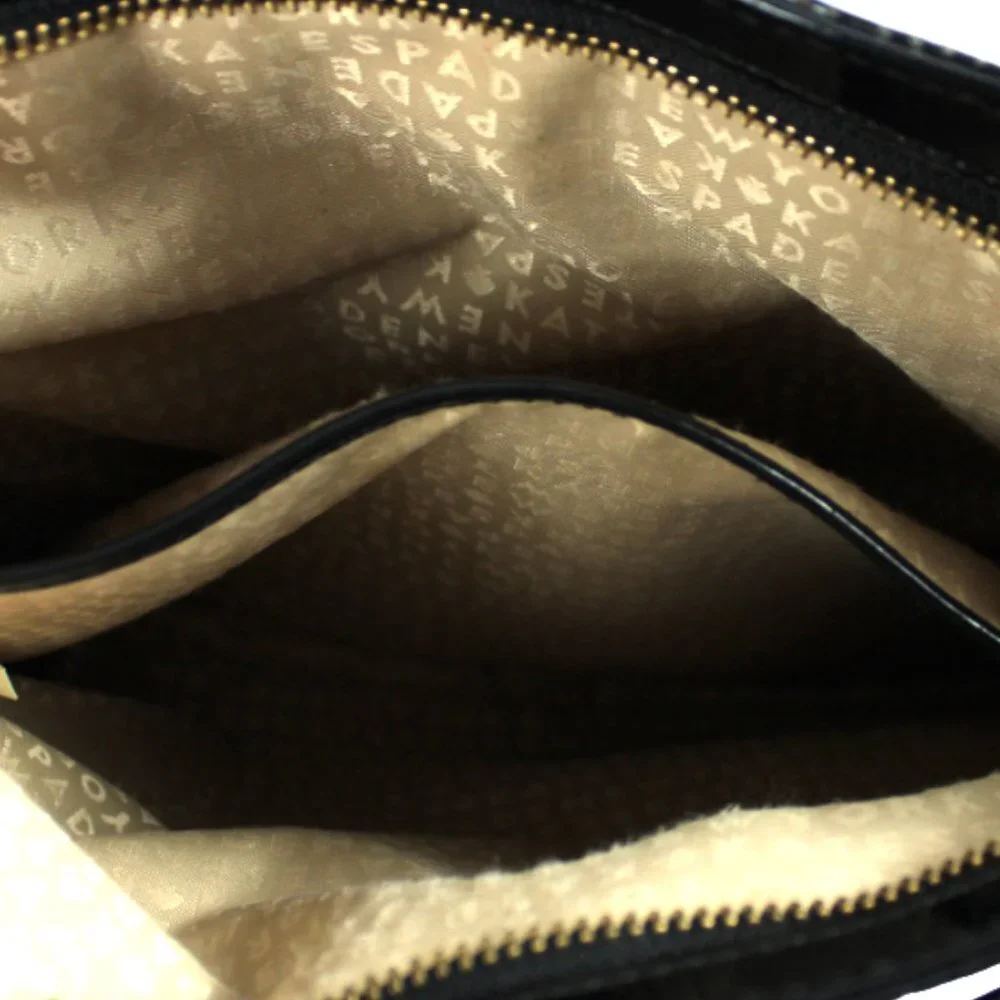 Kate Spade Darby Metro Black Patent Perforated Spade Crossbody Bag